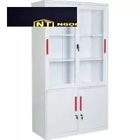 Tủ sắt sơn tĩnh điện màu trắng S26, tay nắm âm màu cam TU09K3GD